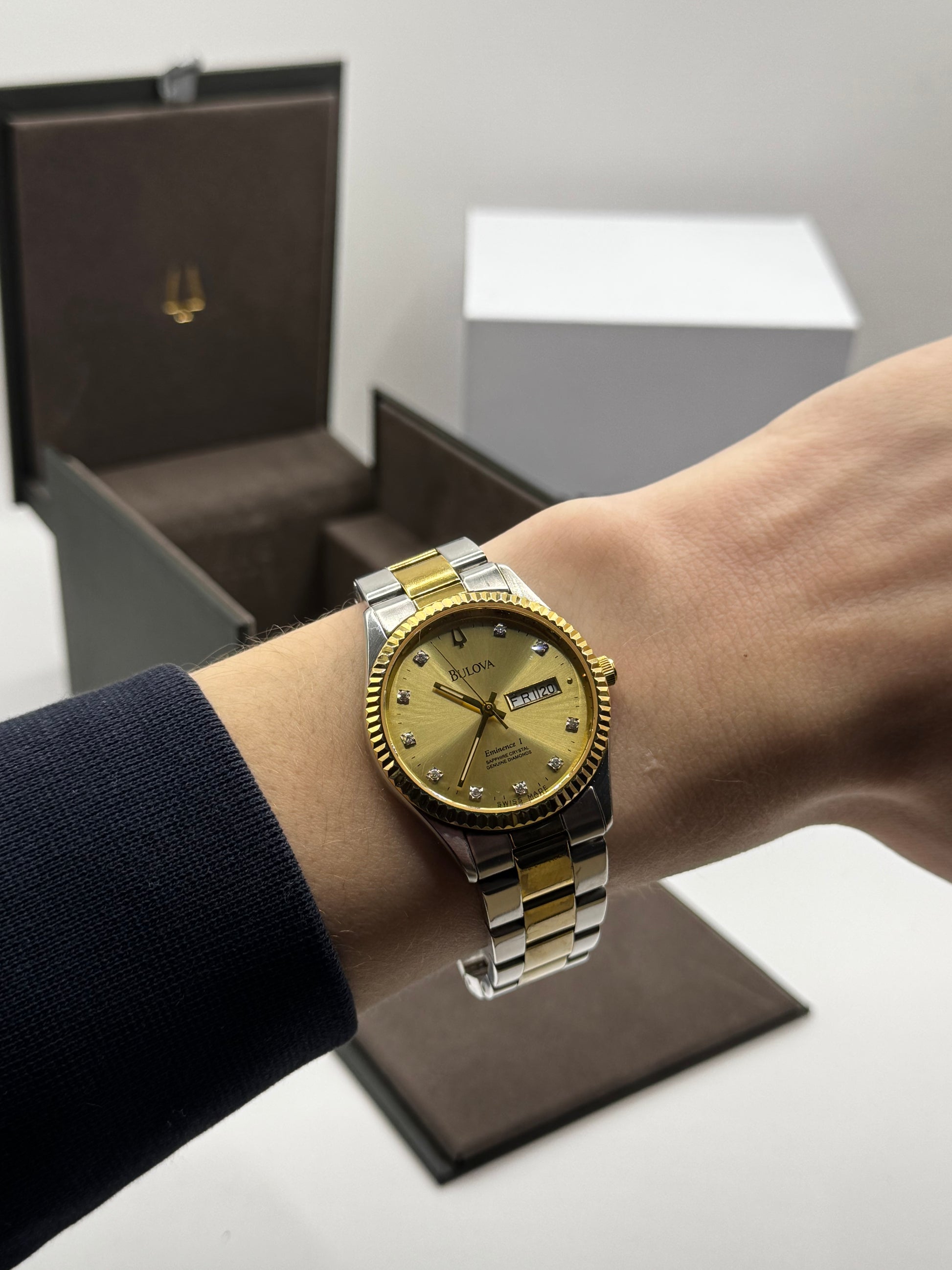 Bulova Daydate Diamond Dial Two Tone Quartz Vintage