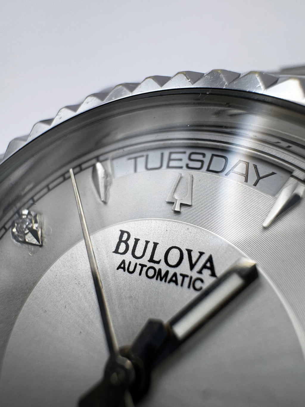 Bulova daydate diamond white dial 36 president steel rare