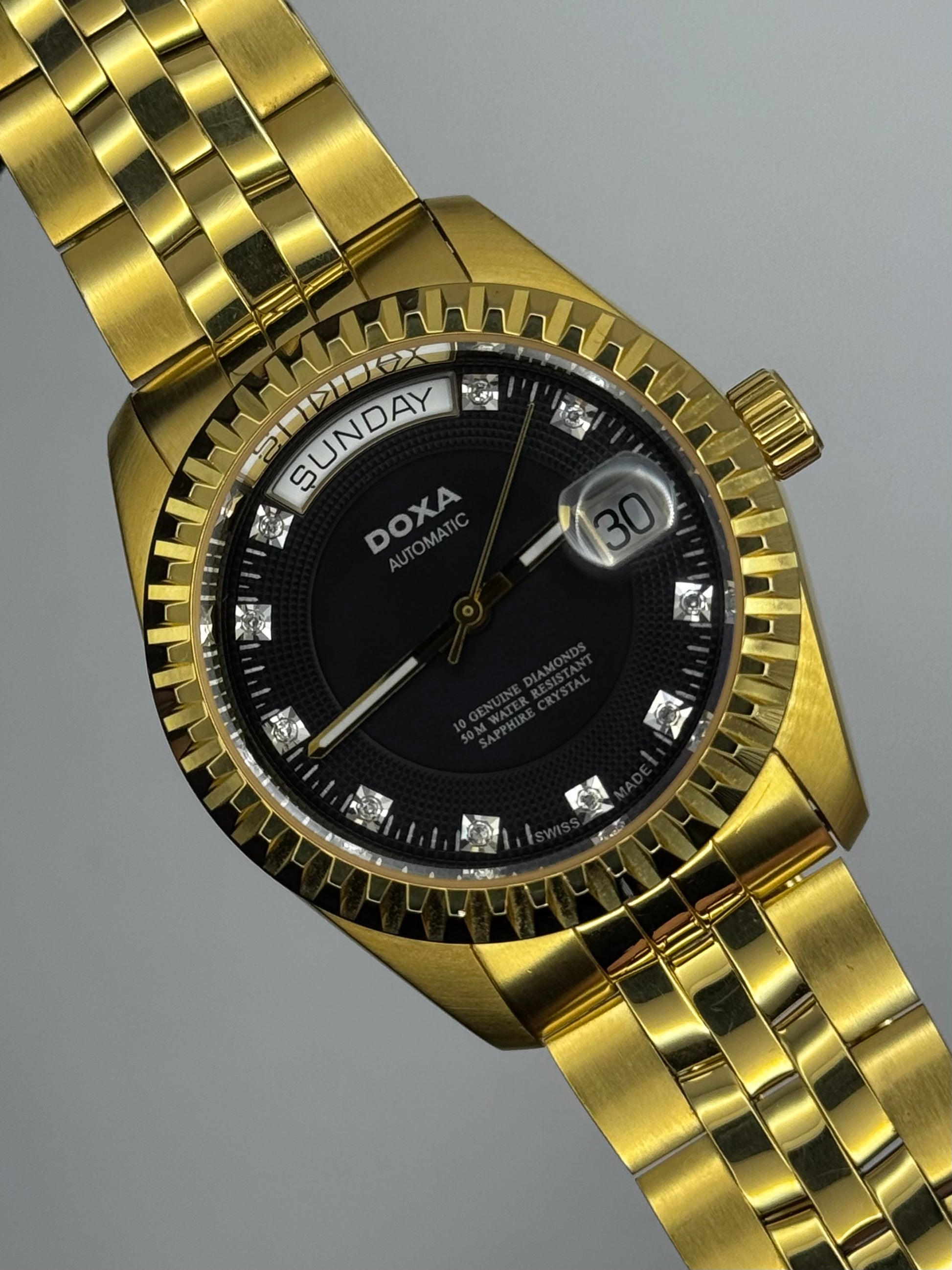 Doxa Noble Daydate Diamond Dial Rare Automat złoty