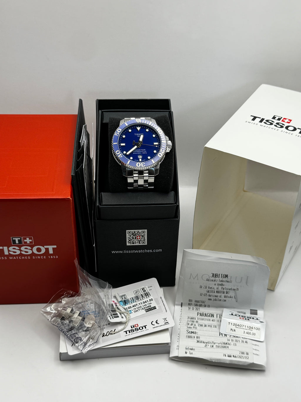 Tissot seastar 1000 powermatic 80 męski zegarek diver full set