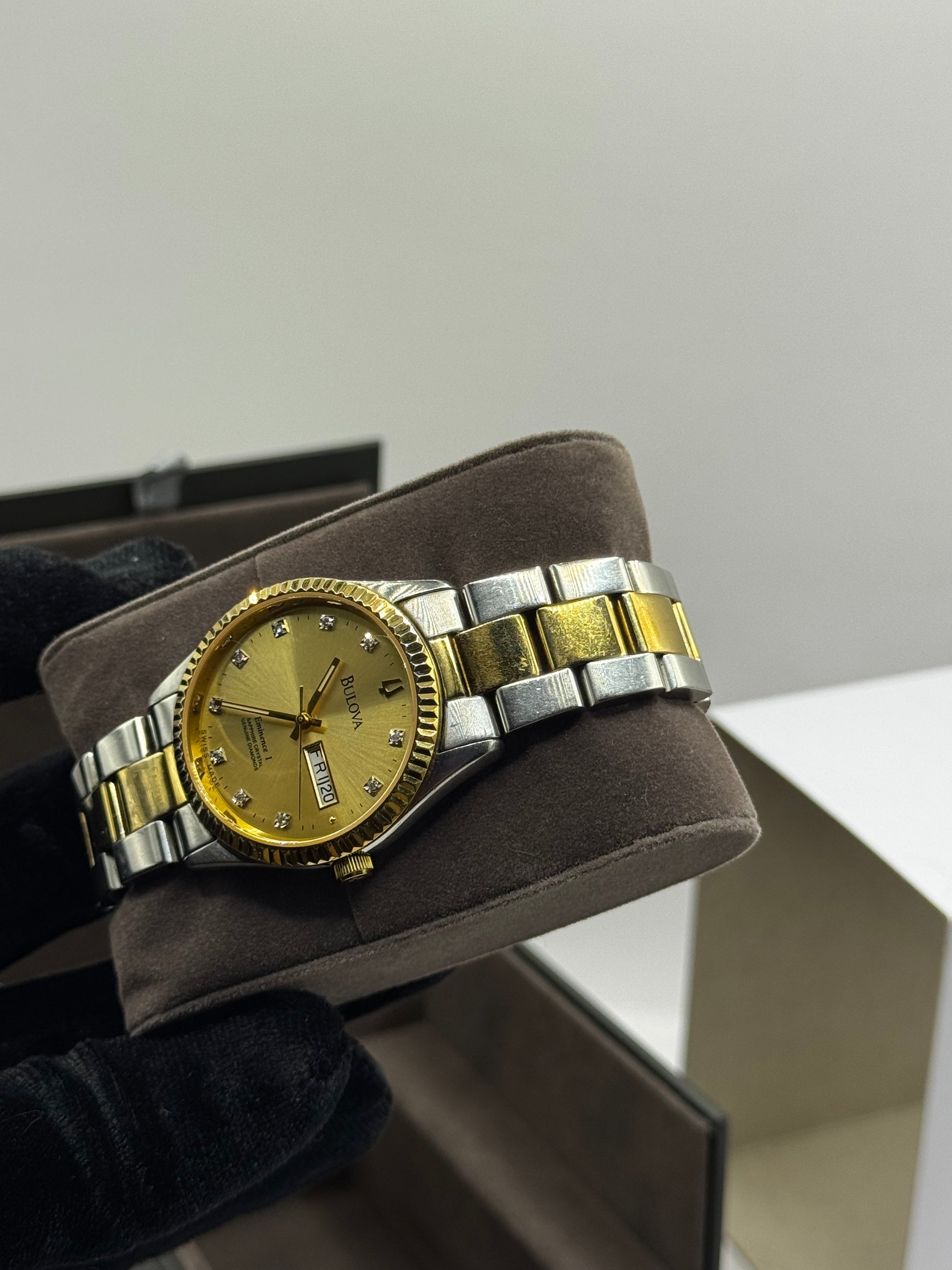 Bulova Daydate Diamond Dial Two Tone Quartz Vintage