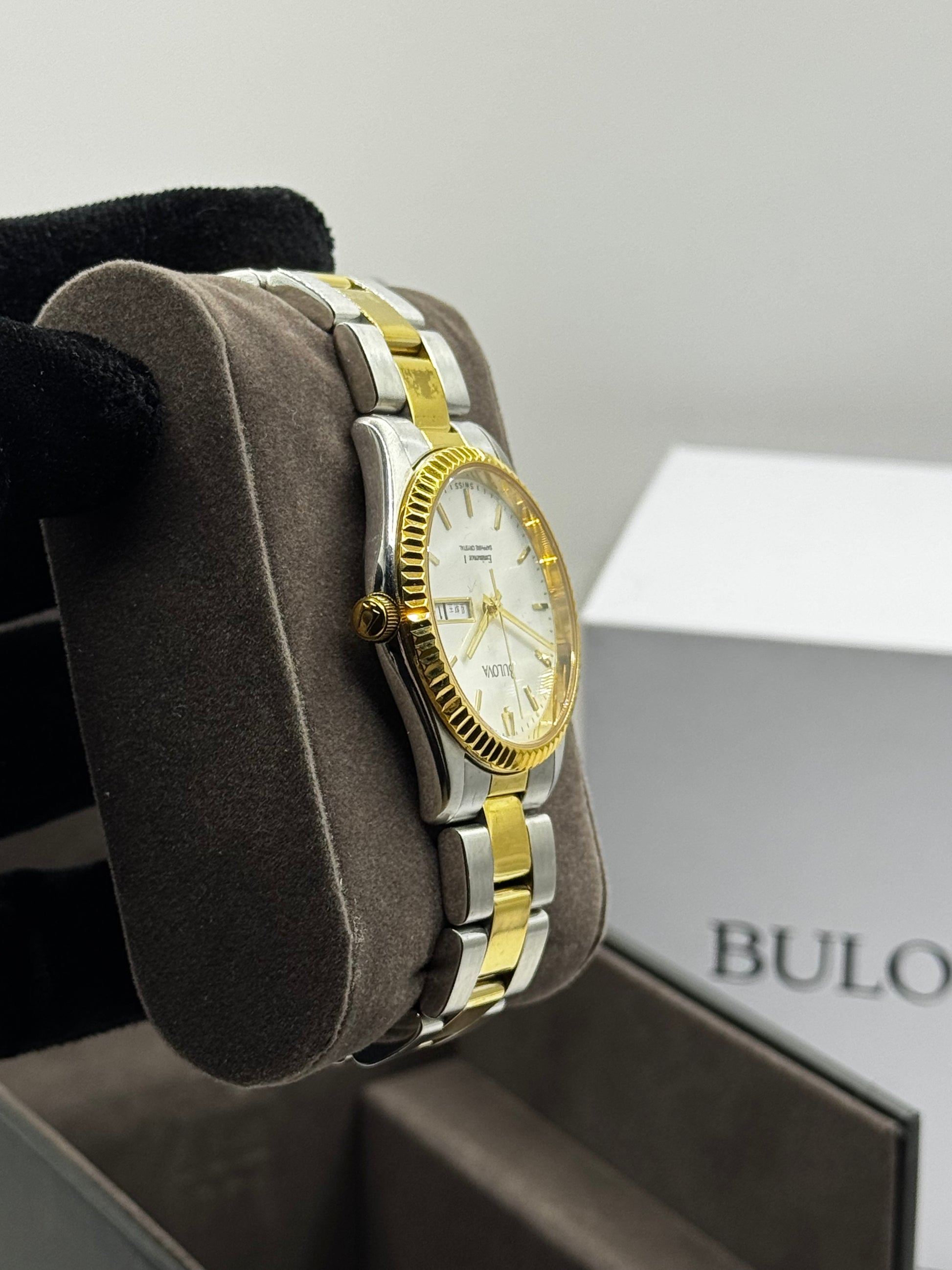Bulova Daydate White Dial Two Tone 36MM Vintage