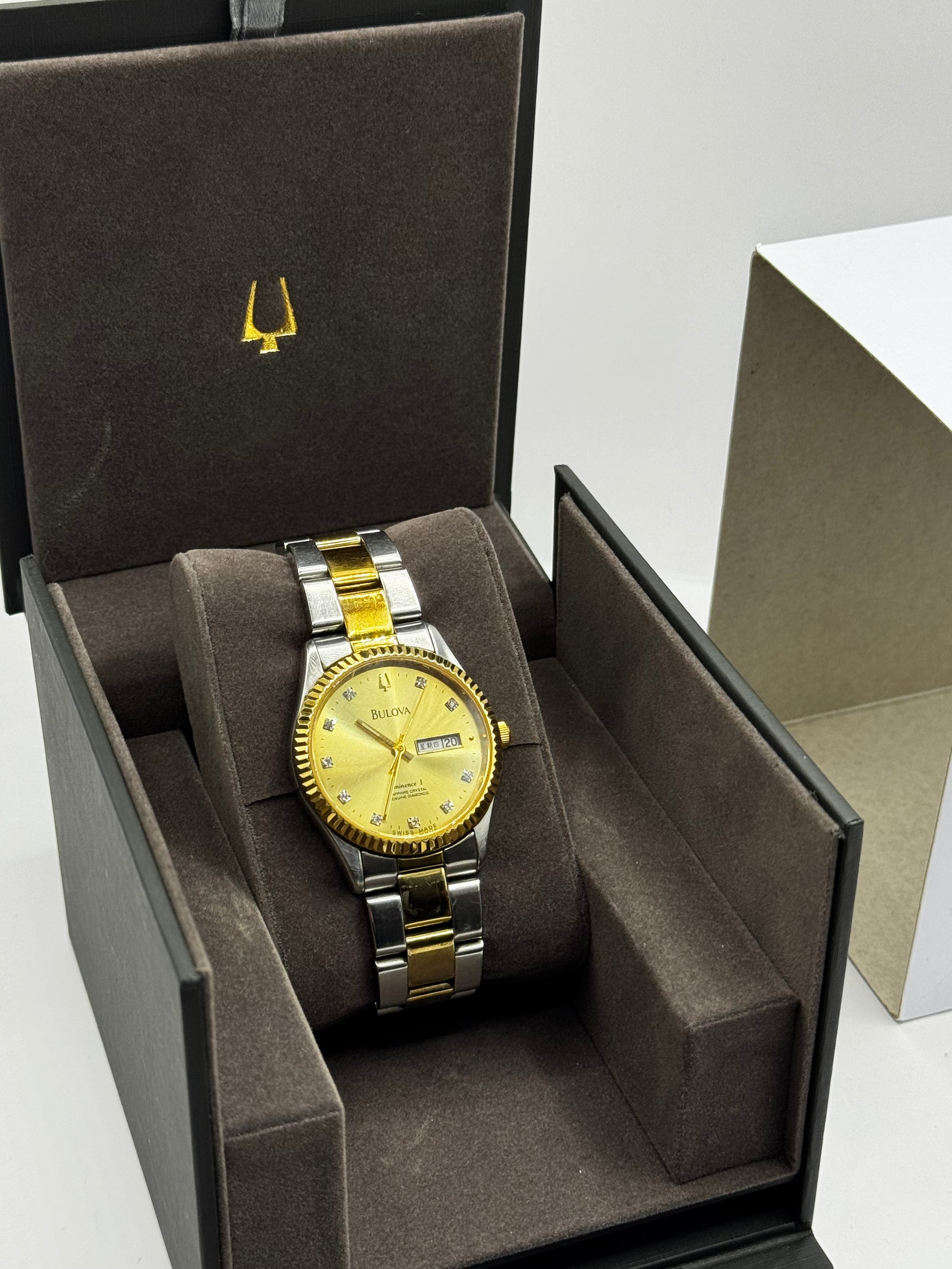 Bulova Daydate Diamond Dial Two Tone Quartz Vintage