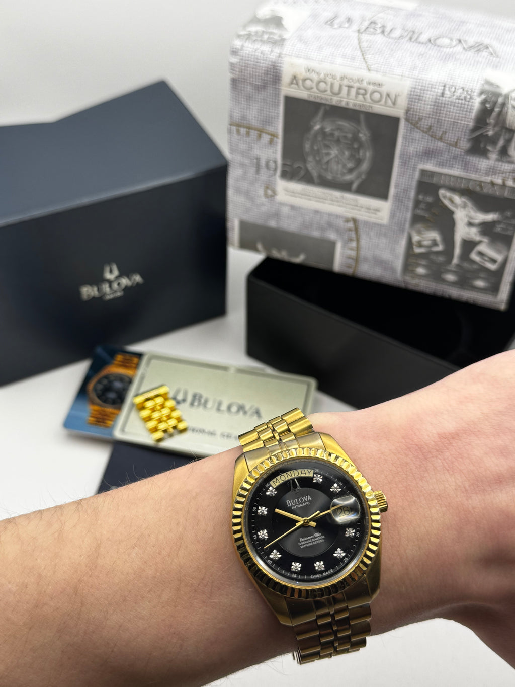 Bulova daydate eminence diamond dial 36mm full set gold jubilee
