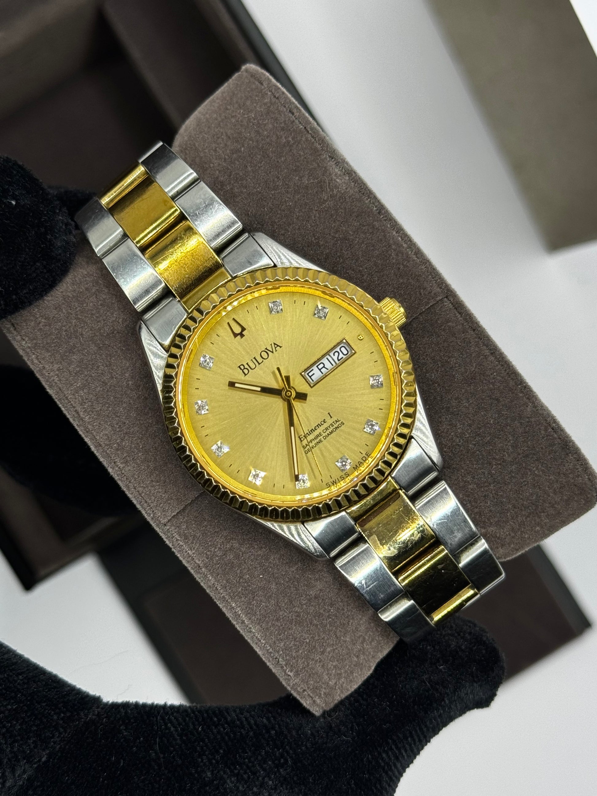 Bulova Daydate Diamond Dial Two Tone Quartz Vintage