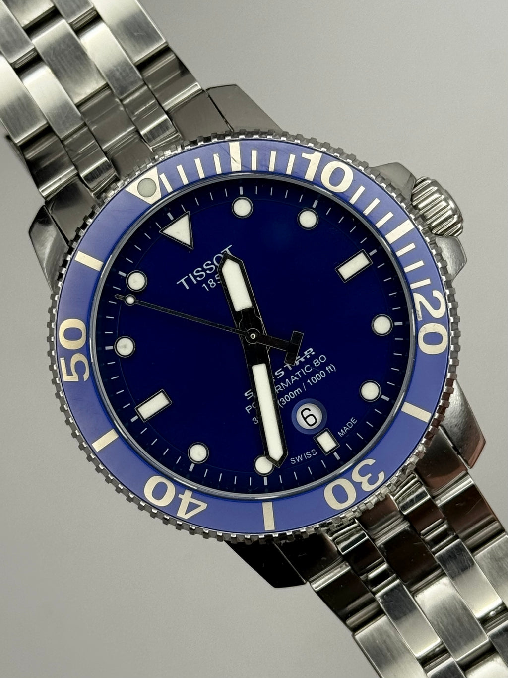 Tissot seastar 1000 powermatic 80 męski zegarek diver full set