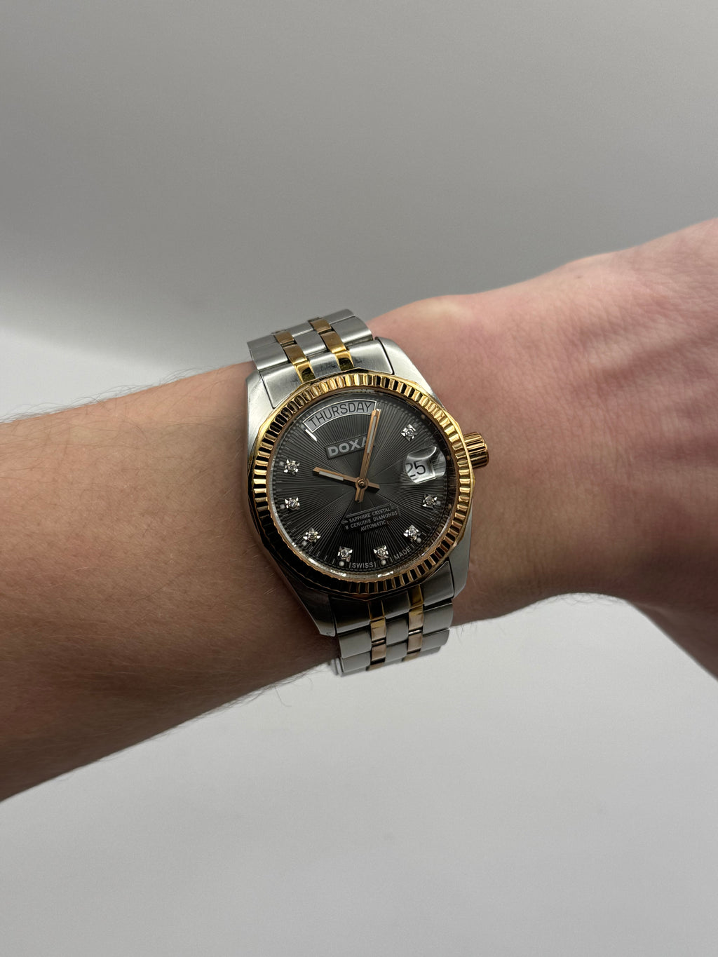 Doxa Noble Daydate Diamond Dial Two tone 36mm automatic rose gold/steel