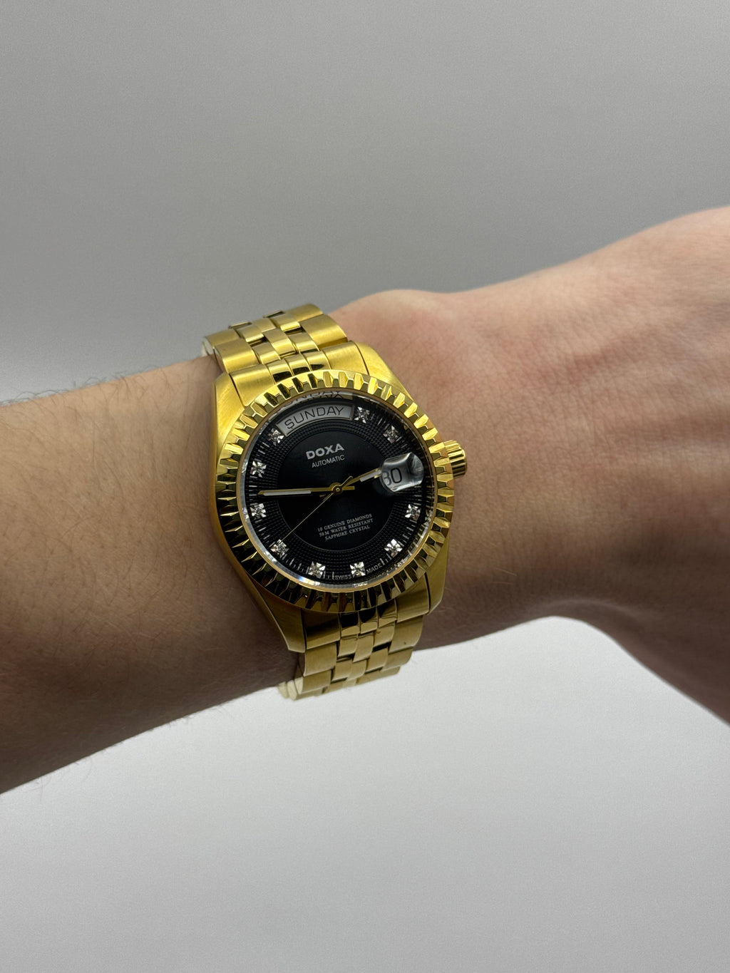 Doxa Noble Daydate Diamond Dial Rare Automat złoty