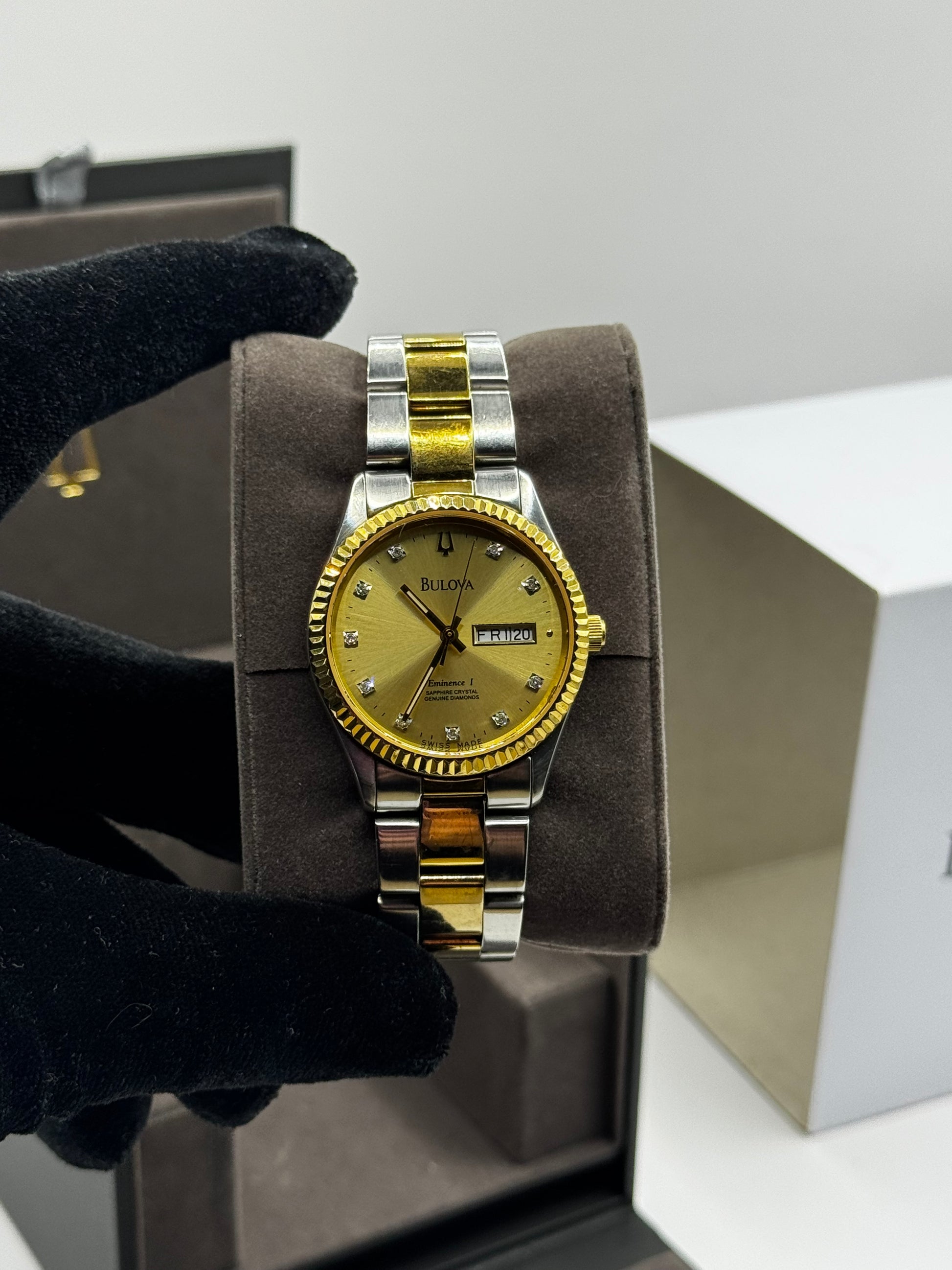 Bulova Daydate Diamond Dial Two Tone Quartz Vintage