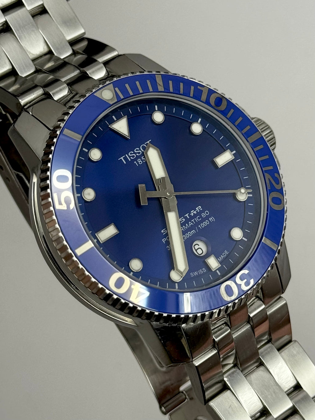 Tissot seastar 1000 powermatic 80 męski zegarek diver full set