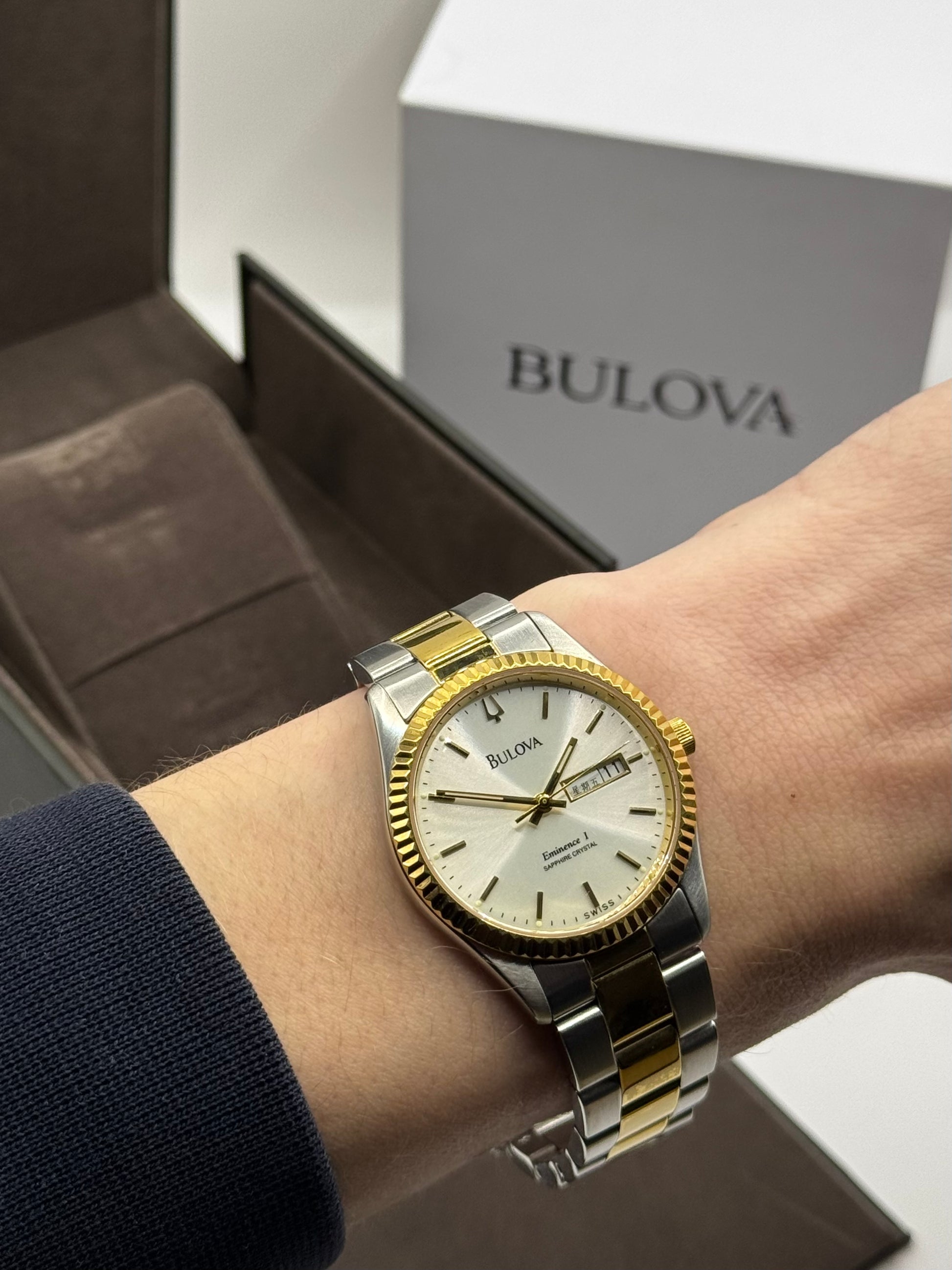 Bulova Daydate White Dial Two Tone 36MM Vintage